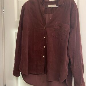LOFT Maroon Button-Up Shirt